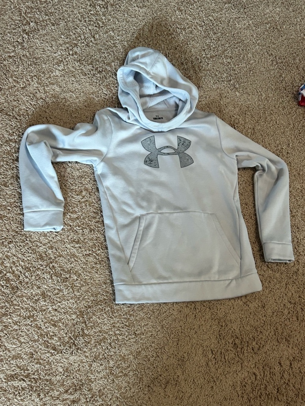 Under Armour Light Blue Kids Hooded Sweatshirt with Grey Logo